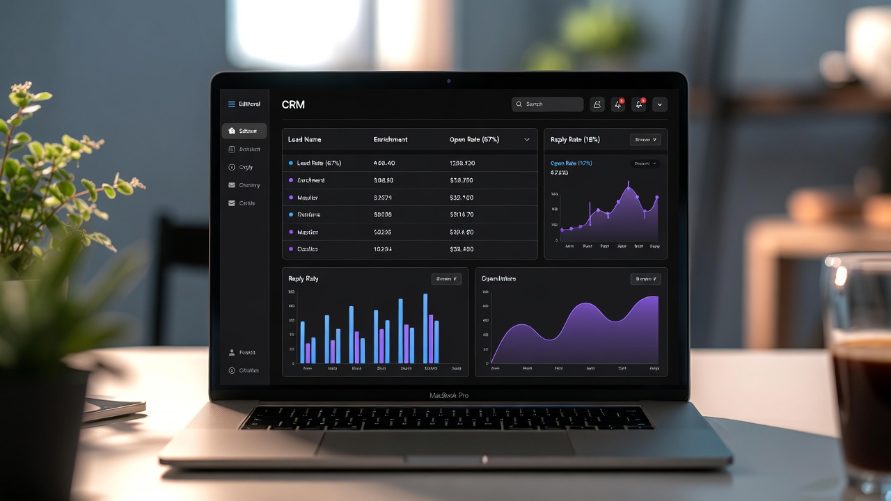 Sales dashboard showing outreach performance